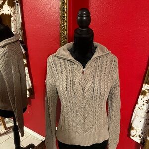 Ralph Lauren Beige Cable Knit Cowl Sweater